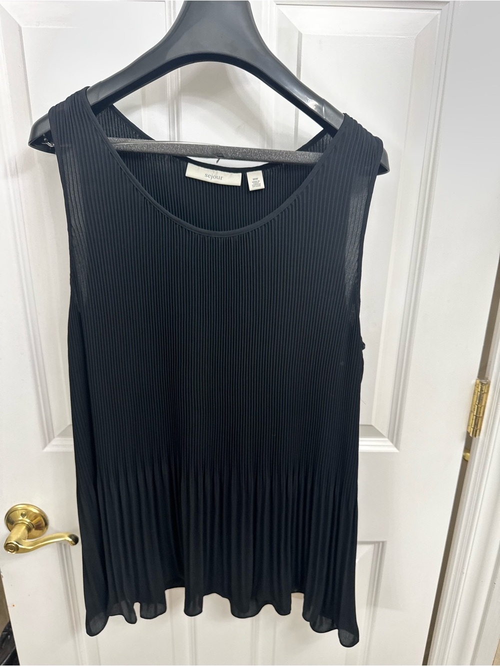 Sejour Black Pleated Sleeveless Swing top